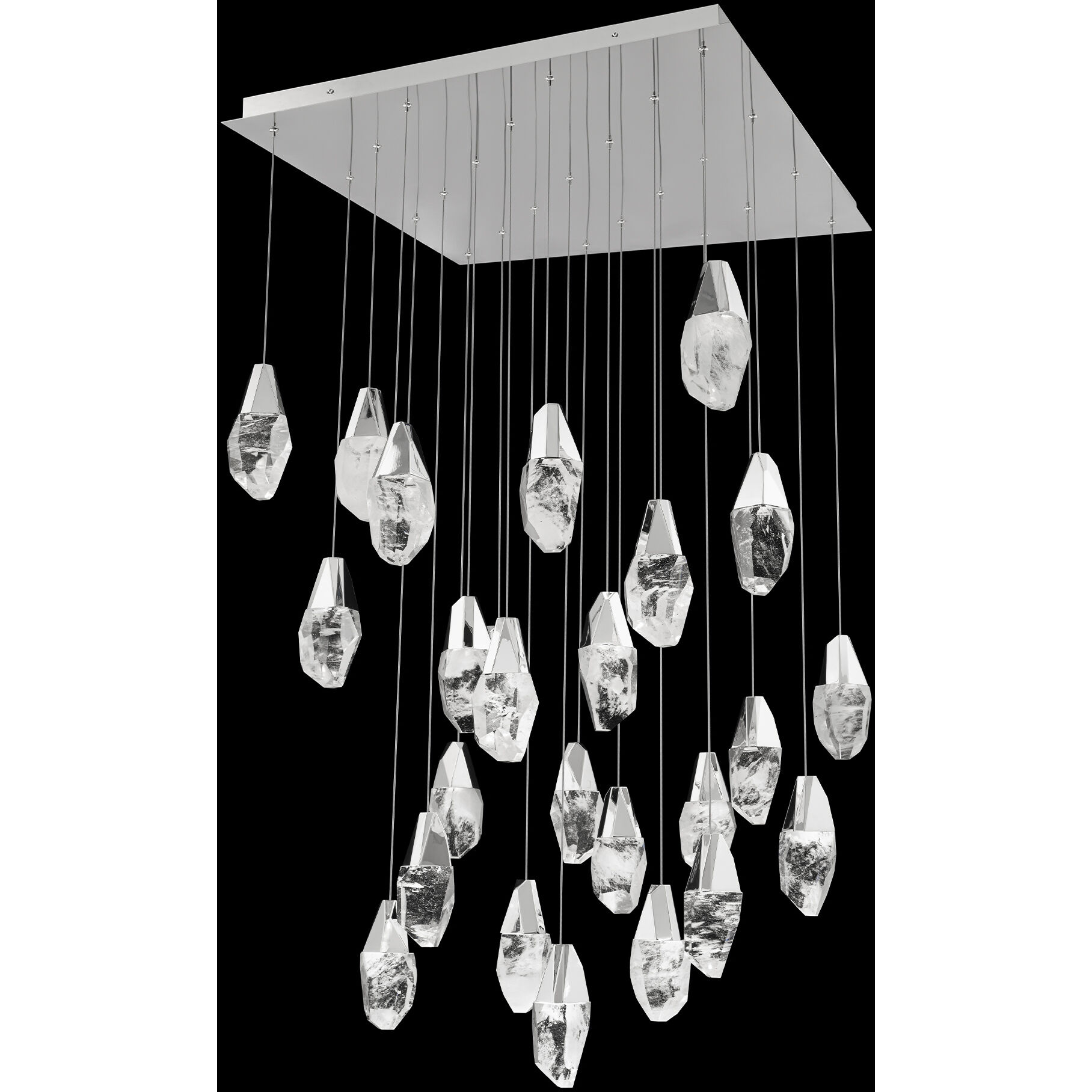 Beyond Martini LED 28 inch Polished Nickel Multi-Light Pendant Ceiling Light in Optic, Square Canopy