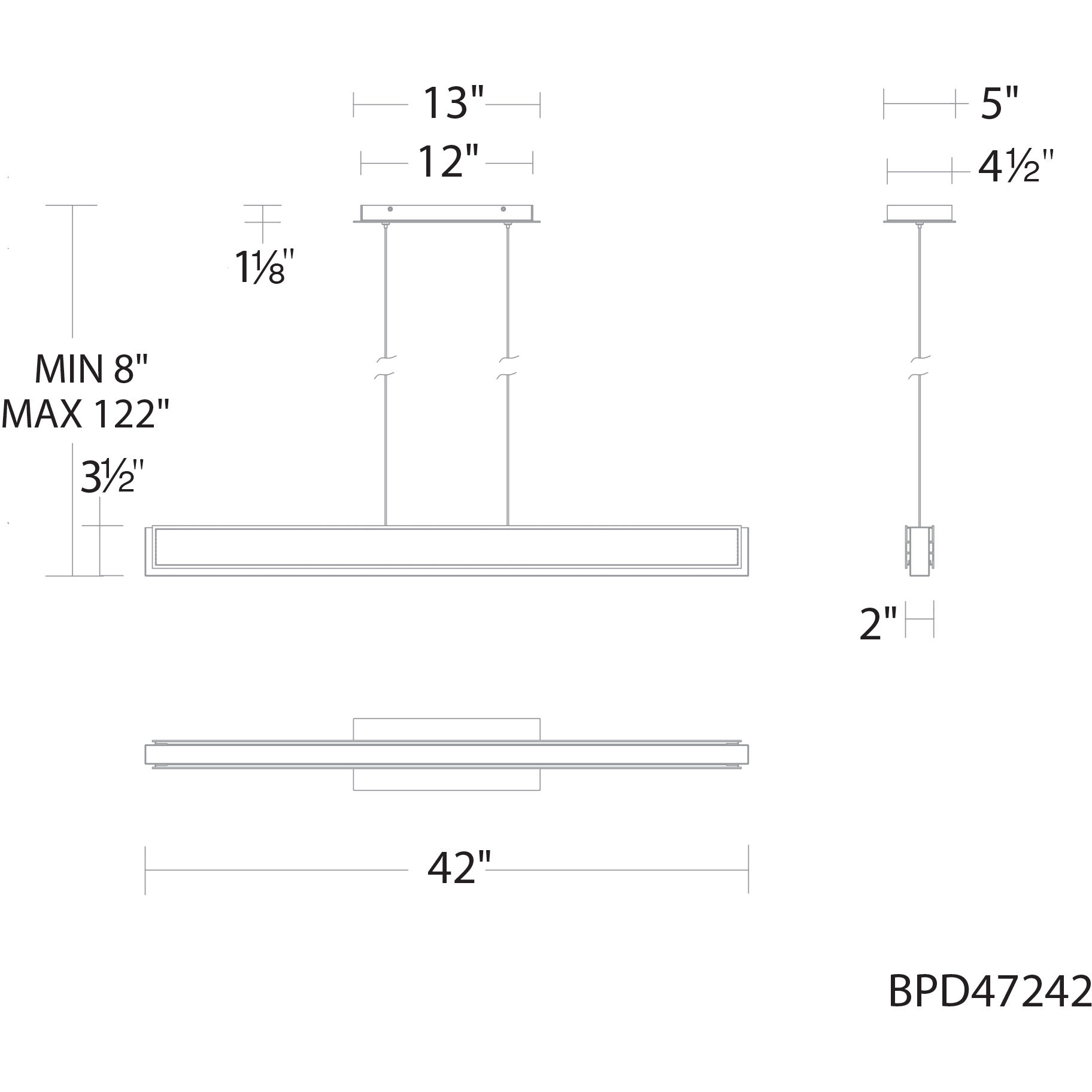 Mystique LED 42 inch Black Linear Pendant Ceiling Light, Beyond