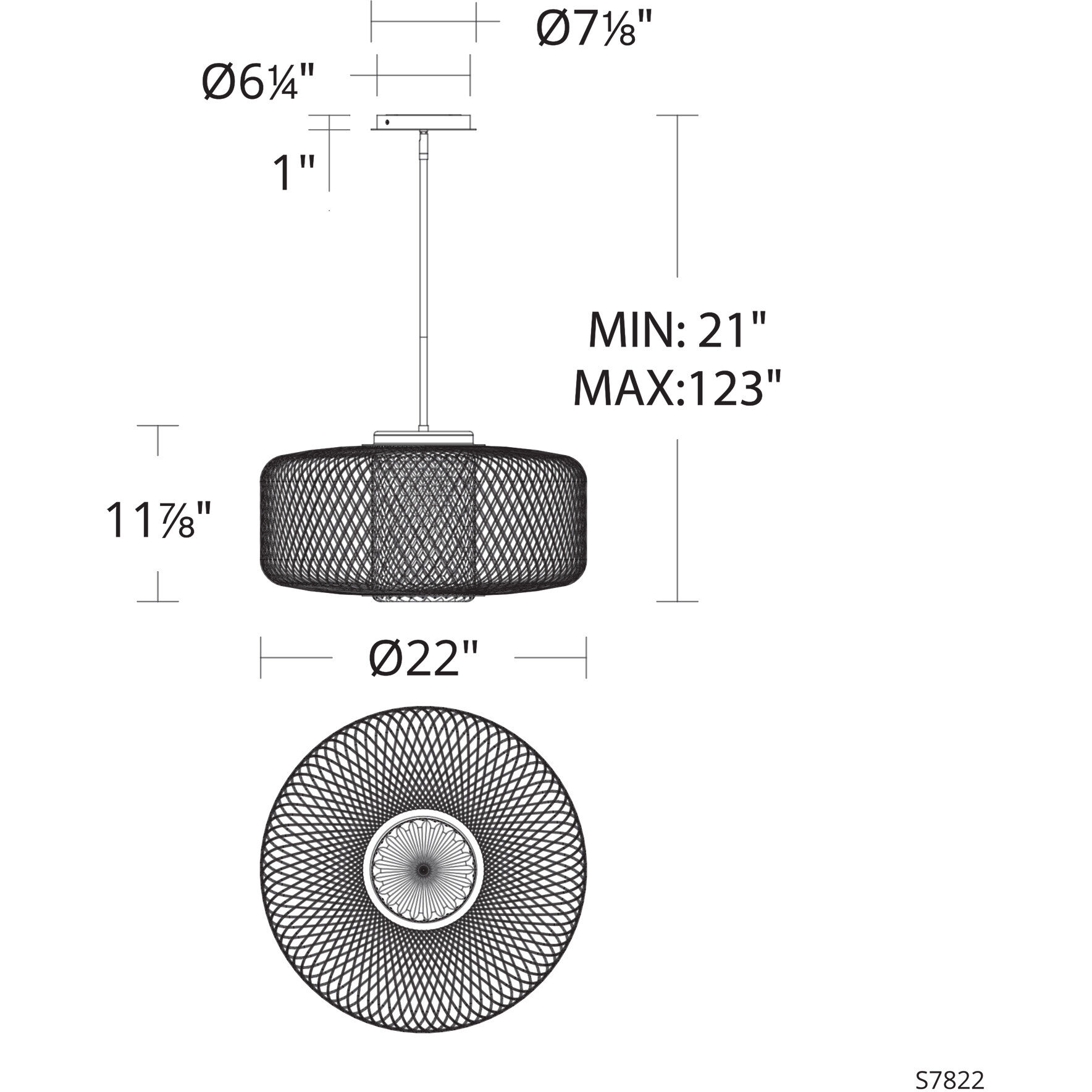 Kodo LED 22 inch Black Pendant Ceiling Light, Schonbek Signature