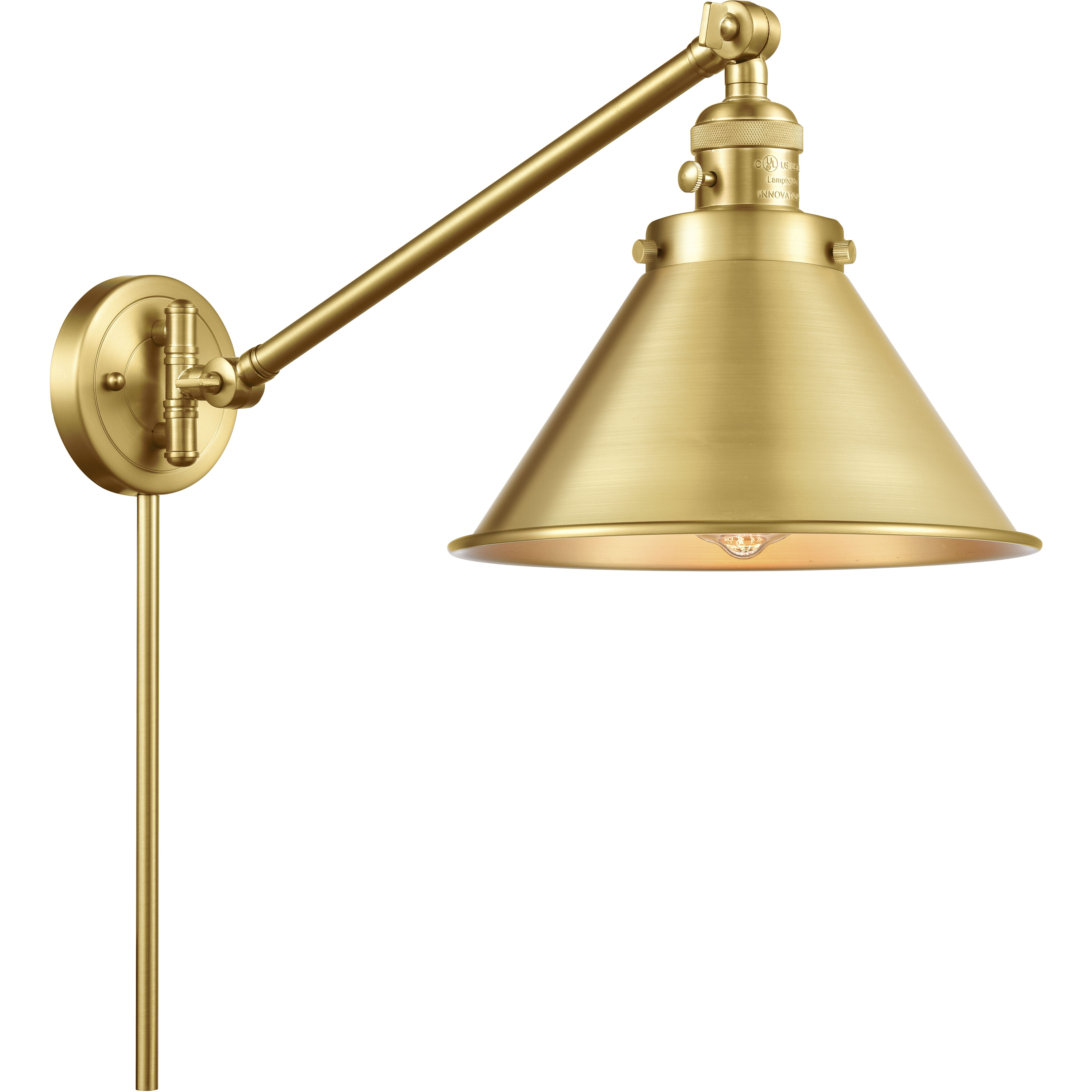 Briarcliff 21 inch 100 watt Satin Gold Swing Arm Wall Light