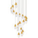 Beyond Martini LED 26 inch Aged Brass Multi-Light Pendant Ceiling Light in Optic, Round Canopy