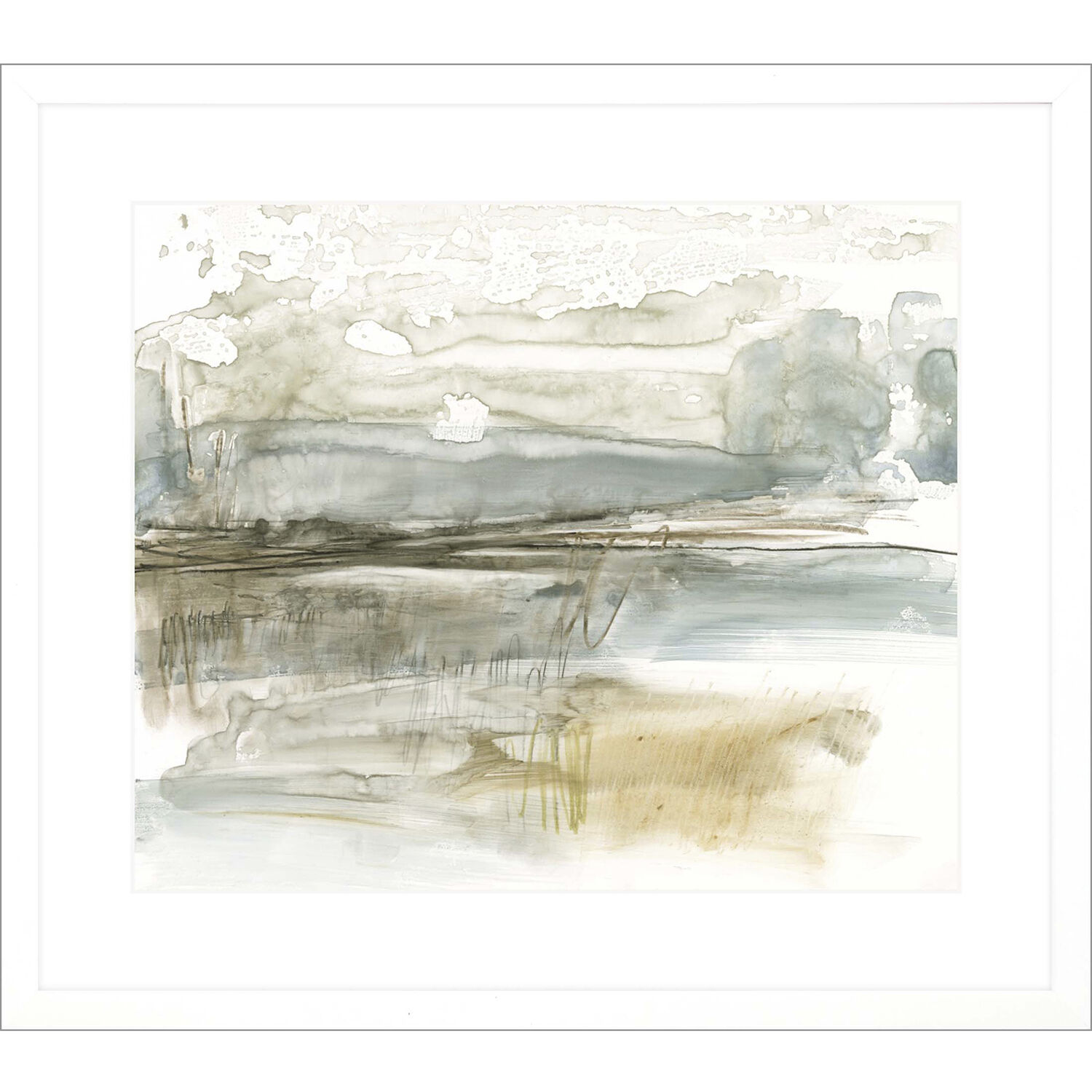 Stark Landscape Blue and Beige and Green and White Framed Art