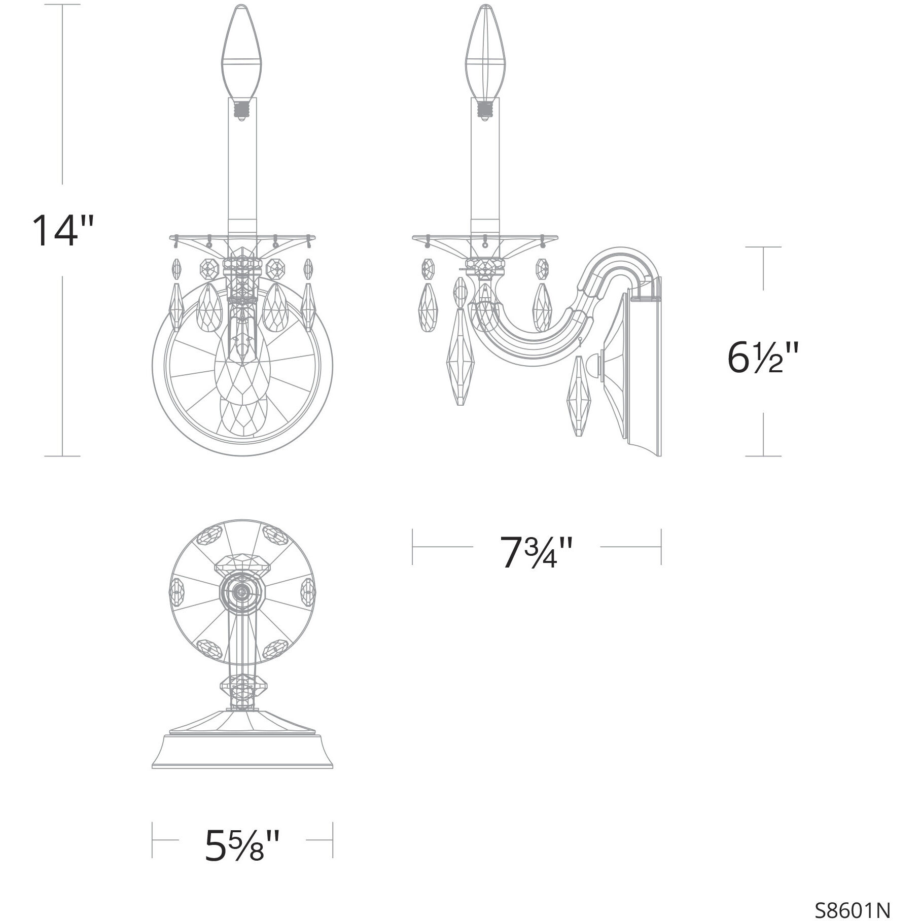 San Marco 1 Light 8 inch Antique Silver Wall Sconce Wall Light, Schonbek Signature