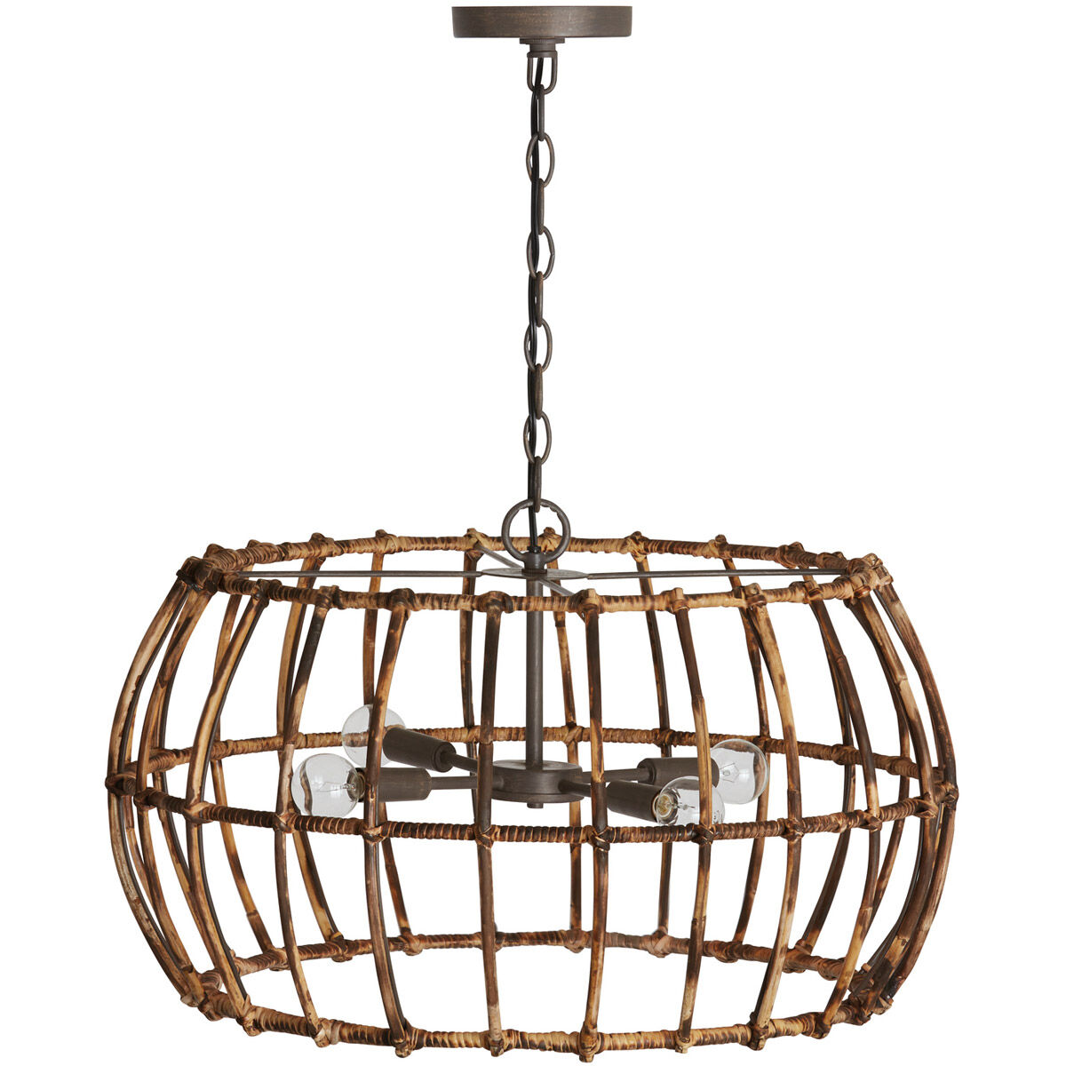 Sanibel 4 Light 24 inch Blazed Rattan and Nordic Grey Pendant Ceiling Light