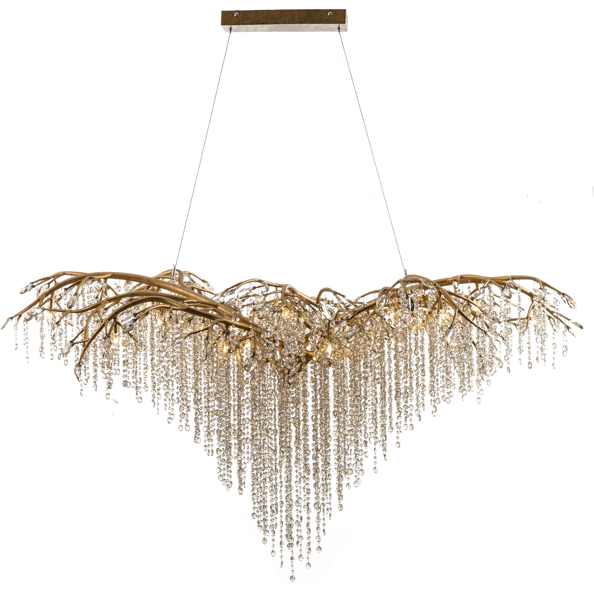 Canada LED 43.3 inch Antique Gold Chandelier Ceiling Light, Crystal