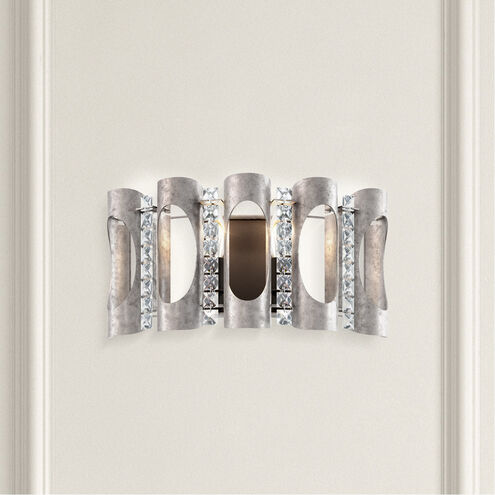 Twilight 2 Light 6 inch Antique Silver Wall Sconce Wall Light in Optic