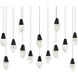 Beyond Martini LED 9.5 inch Black Multi-Light Pendant Ceiling Light in Optic Haze, Linear Canopy