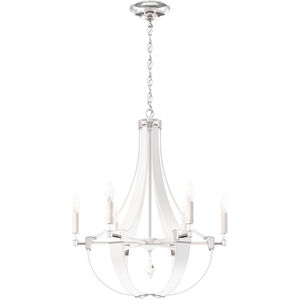 Crystal Empire Rustic 6 Light 24 inch White Pass Leather Chandelier Ceiling Light, Adjustable Height