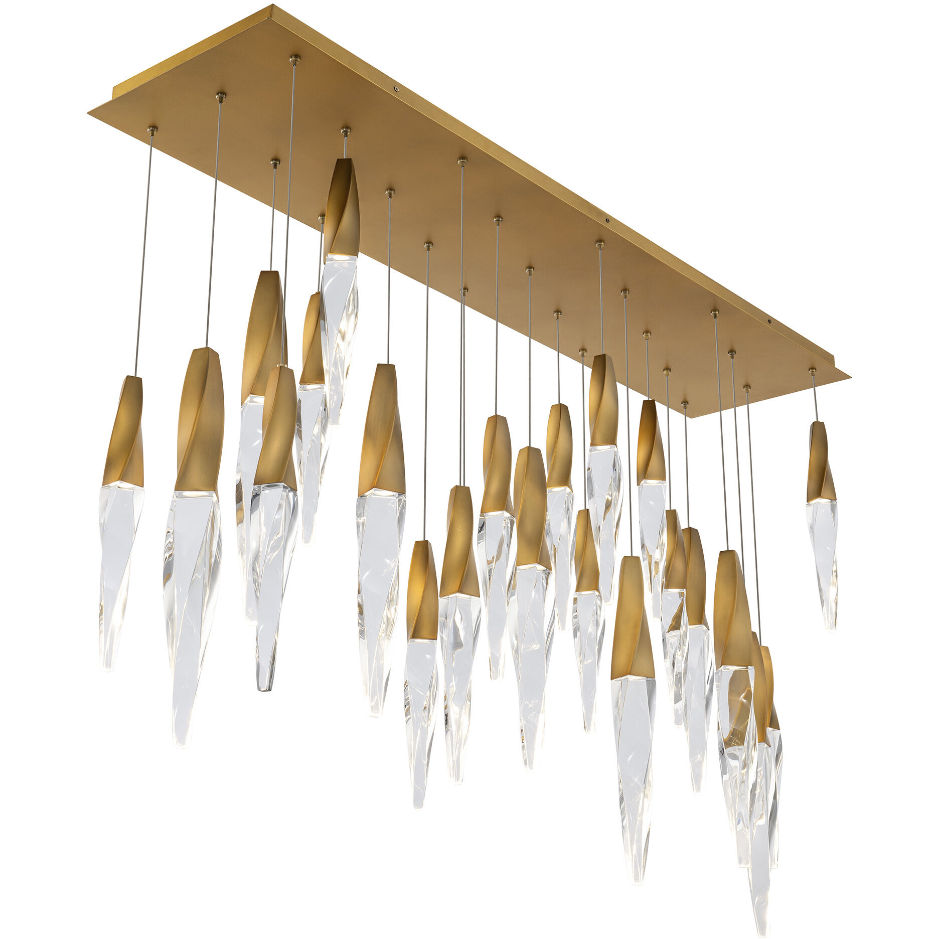 Beyond Kindjal LED 12 inch Aged Brass Multi-Light Pendant Ceiling Light, Linear Canopy