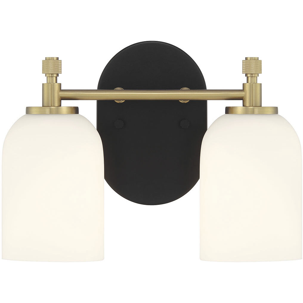 Council 2 Light 12.25 inch Flat Black/Satin Brass Vanity Light Wall Light