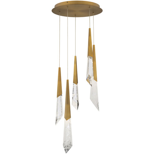 Beyond Solitude LED 17 inch Aged Brass Multi-Light Pendant Ceiling Light, Round Canopy
