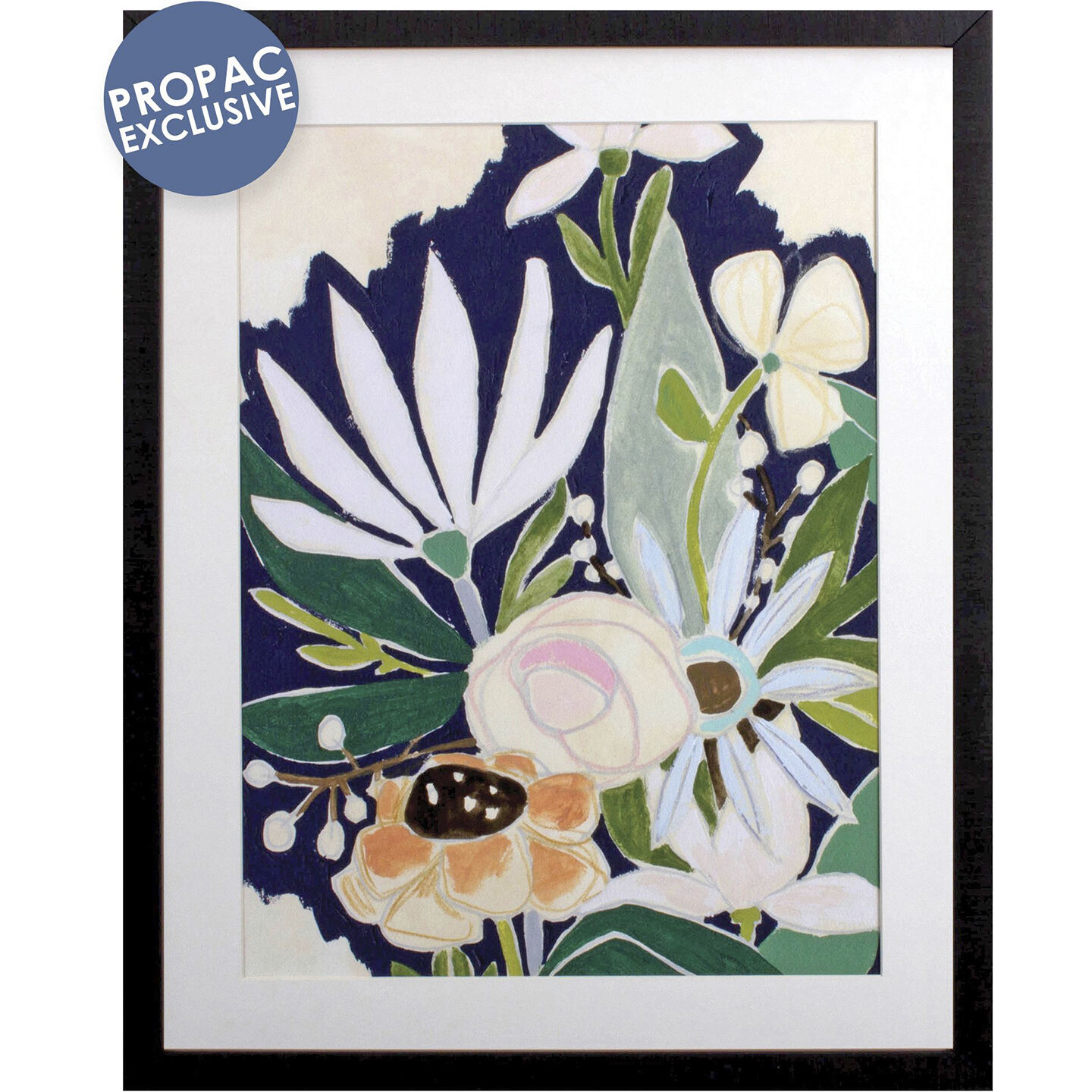 Joie De Vivre Blue and Green and Pink and Orange Framed Art, Propac