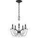 Priscilla 5 Light Black Chandelier Ceiling Light in Dark Grey Pearl, Adjustable Height