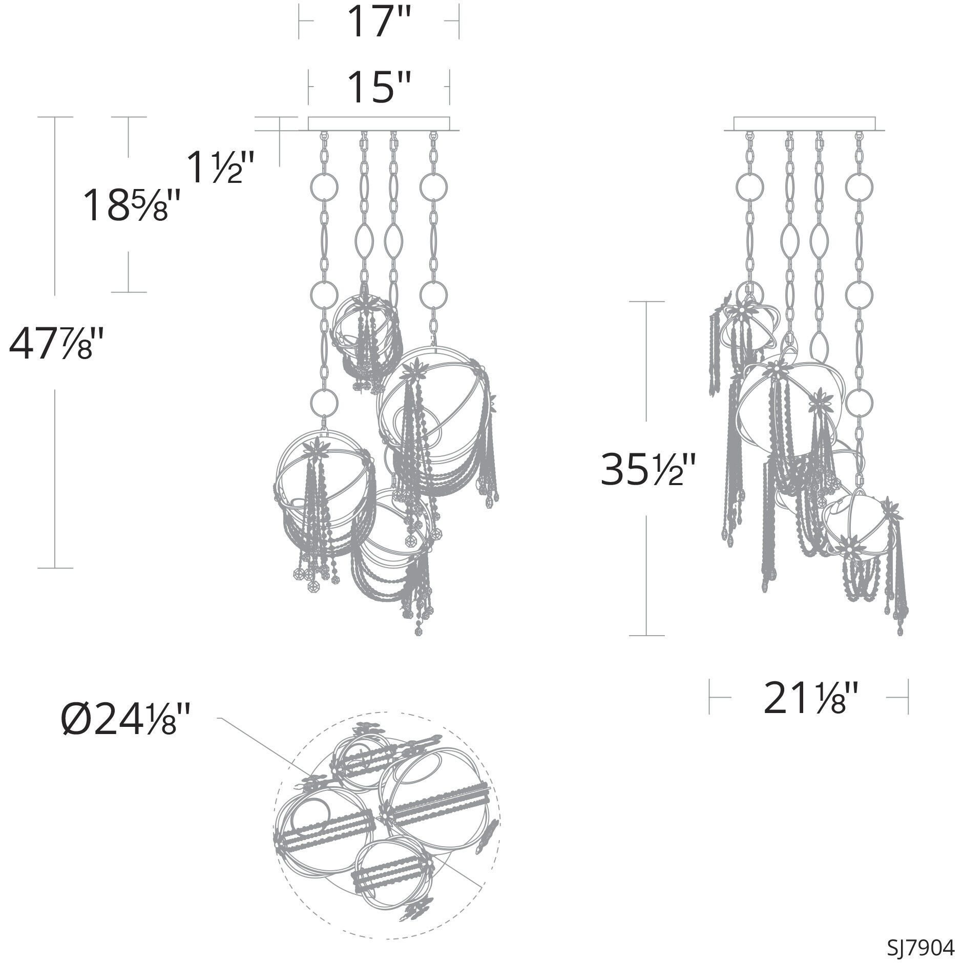 Forever Revere LED 24.1 inch Heirloom Gold Chandelier Ceiling Light