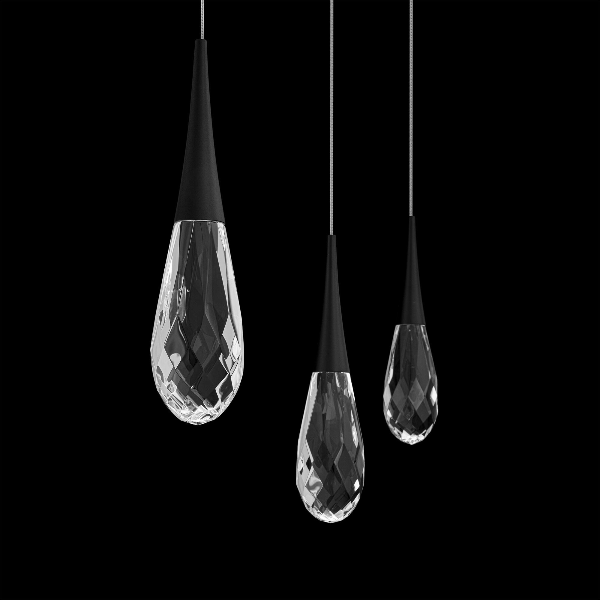 Beyond Hibiscus LED 5.5 inch Black Multi-Light Pendant Ceiling Light, Linear Canopy