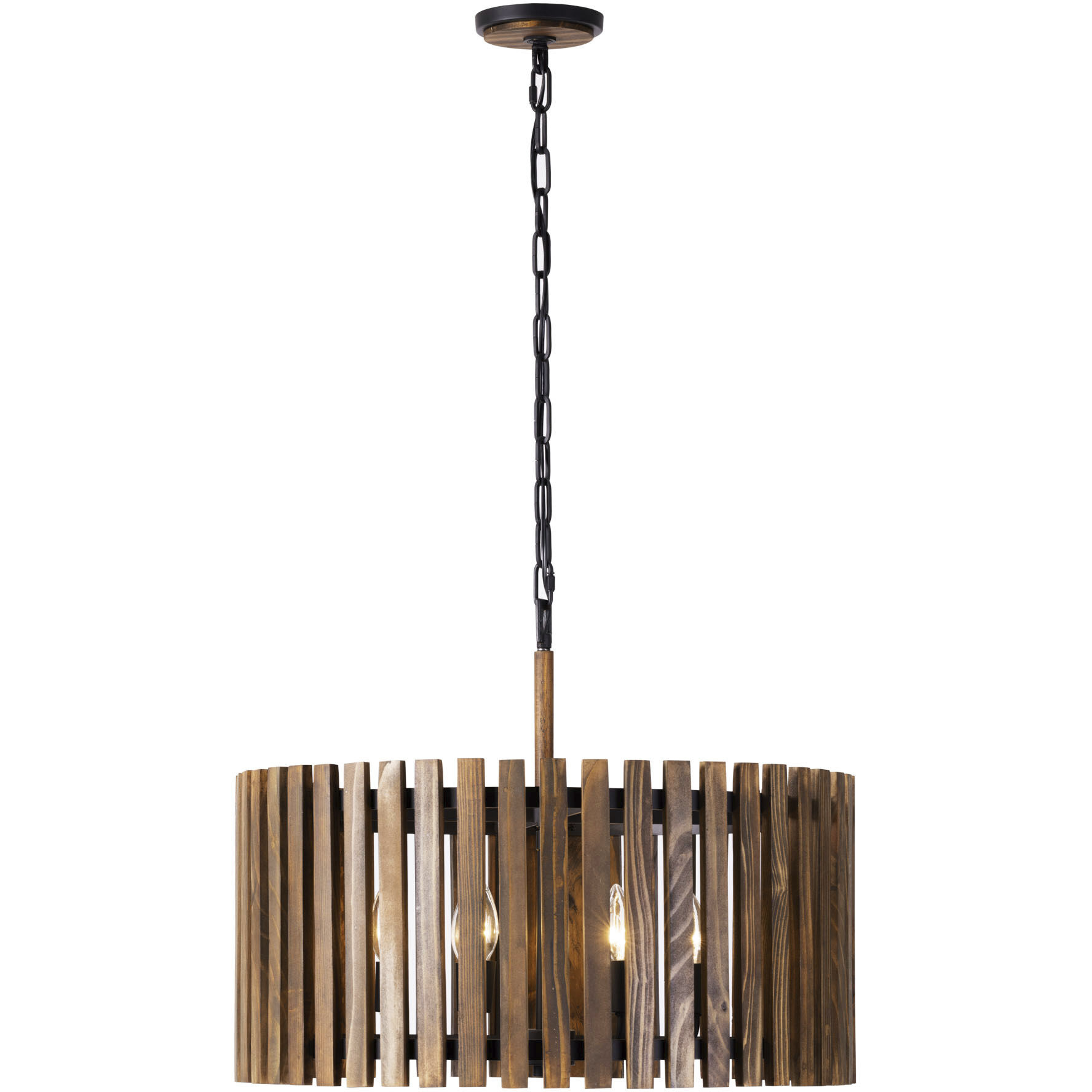 Suratto 6 Light 24 inch Matte Black and Medium Walnut Pendant Ceiling Light in Matte Black/Medium Walnut