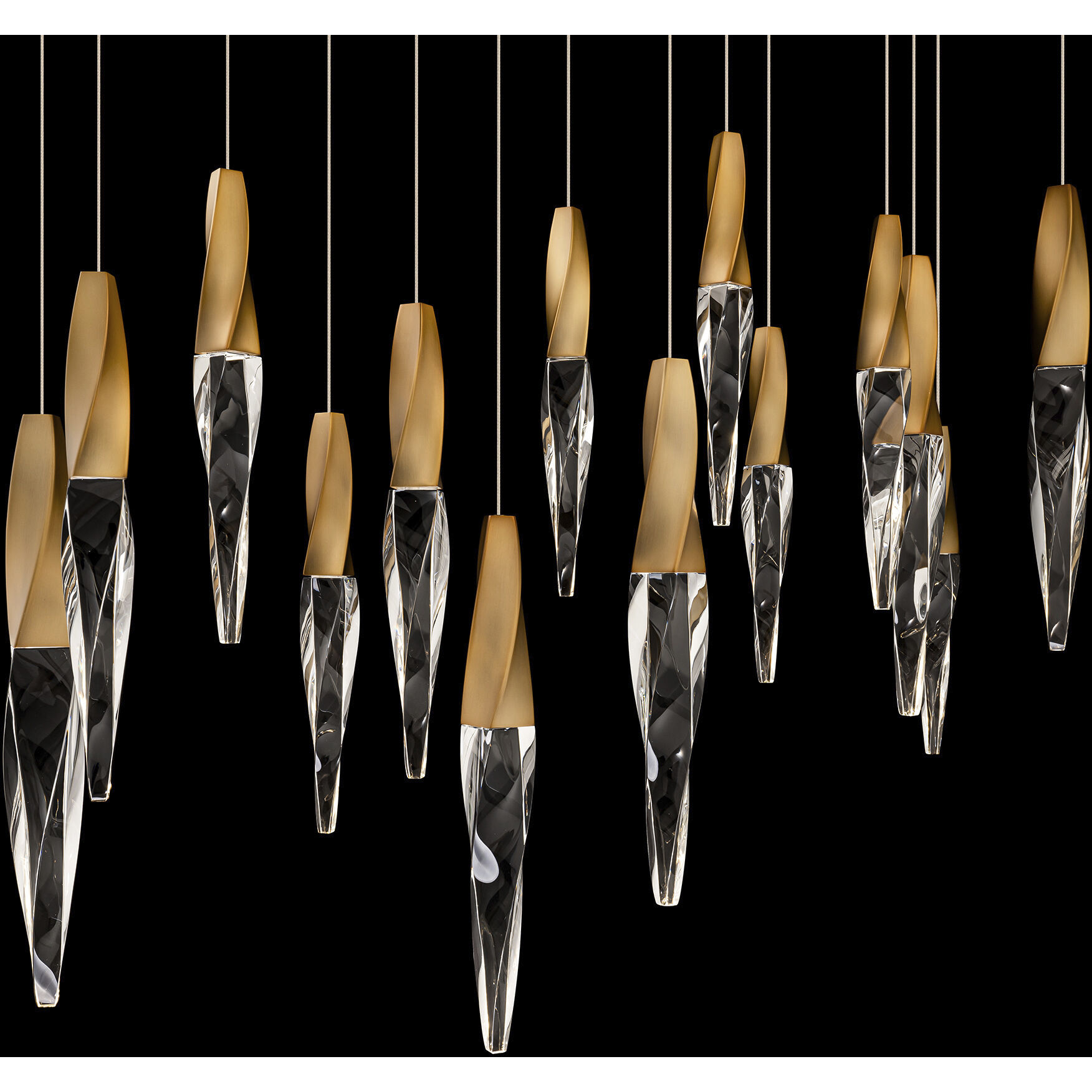 Beyond Kindjal LED 9.5 inch Aged Brass Multi-Light Pendant Ceiling Light, Linear Canopy