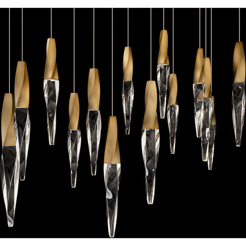 Beyond Kindjal LED 9.5 inch Aged Brass Multi-Light Pendant Ceiling Light, Linear Canopy