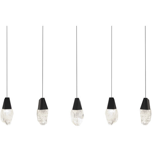 Beyond Martini LED 5.5 inch Black Multi-Light Pendant Ceiling Light in Optic Haze, Linear Canopy