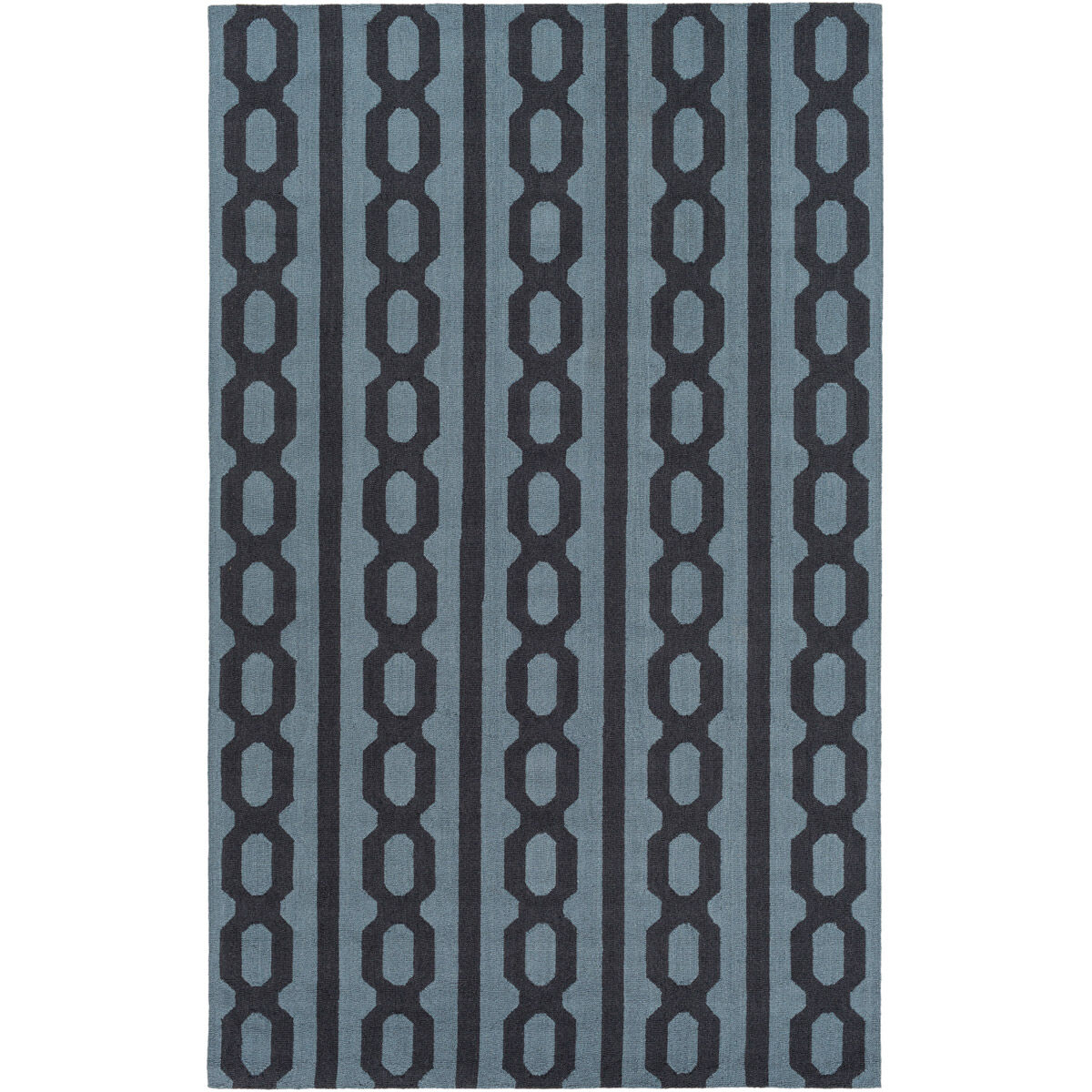Lockhart 72 X 48 inch Blue and Black Area Rug, Wool