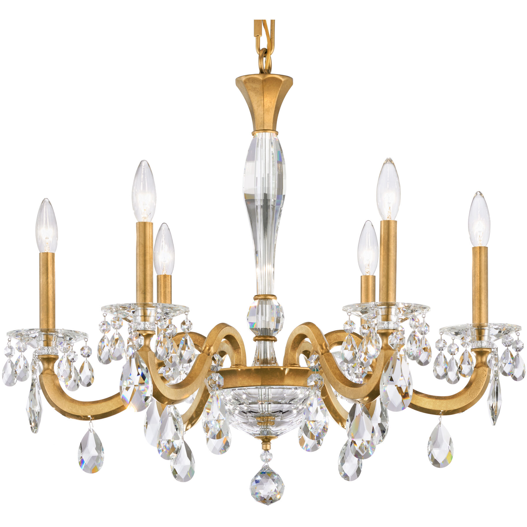 San Marco 6 Light 28.3 inch Heirloom Gold Chandelier Ceiling Light, Schonbek Signature