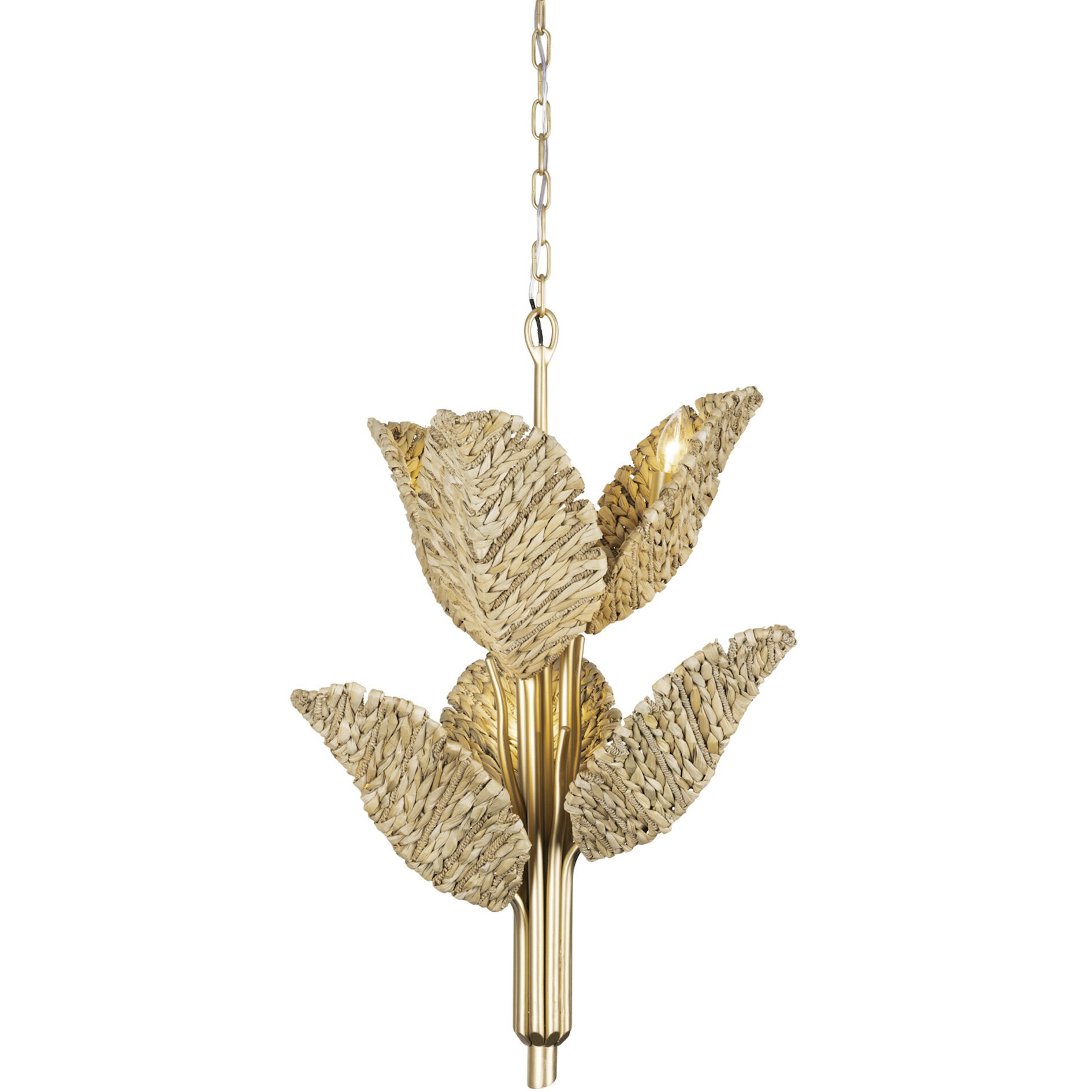 Banana Leaf 6 Light 23.25 inch French Gold with Natural Seagrass Chandelier Ceiling Light