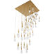 Beyond Hibiscus LED 36 inch Aged Brass Multi-Light Pendant Ceiling Light, Square Canopy