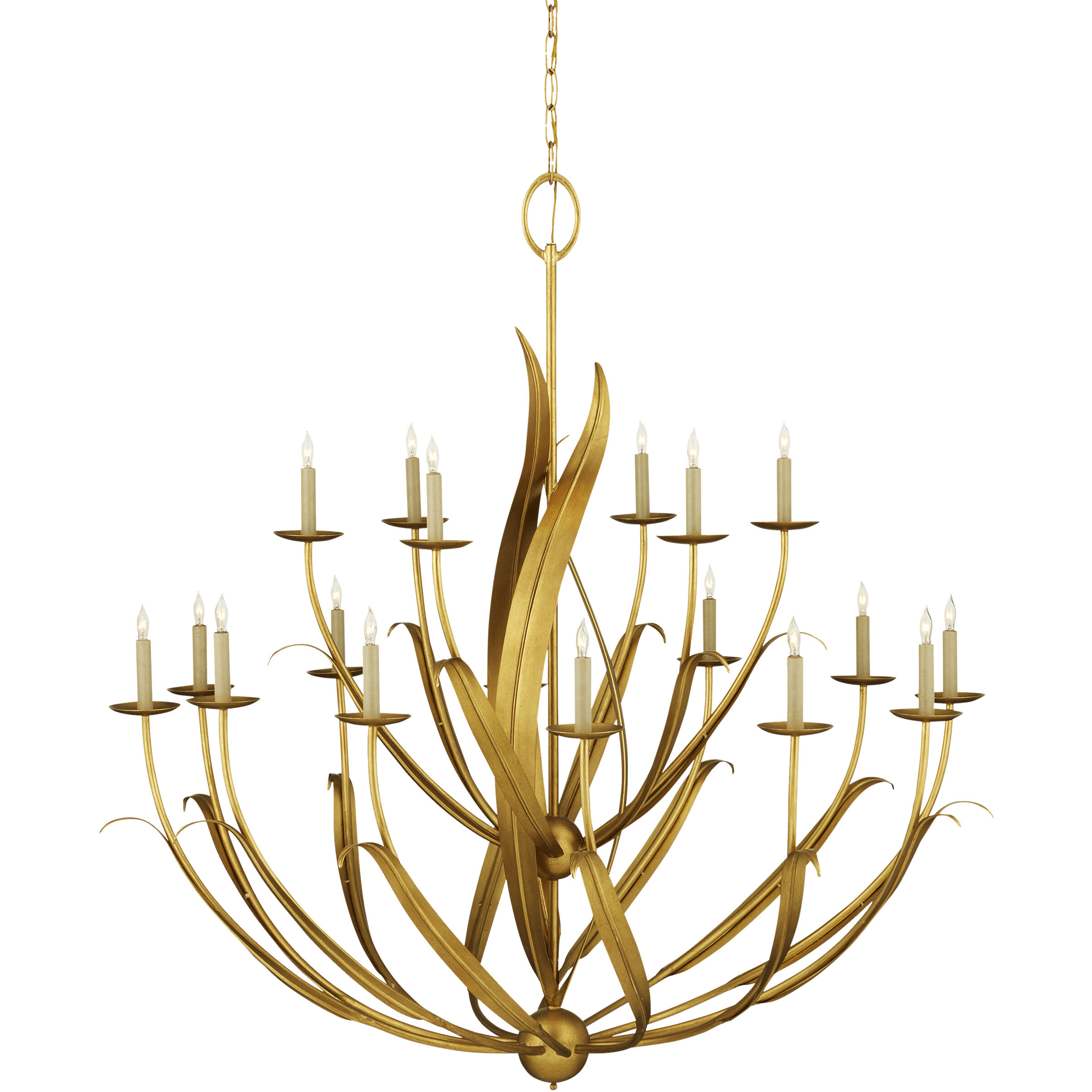 Menefee 18 Light 49.25 inch Antique Gold Leaf Chandelier Ceiling Light, Large