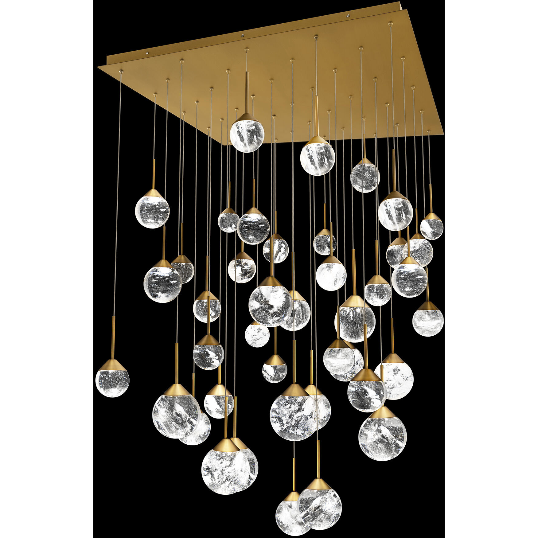 Beyond Quest LED 28 inch Aged Brass Multi-Light Pendant Ceiling Light, Square Canopy