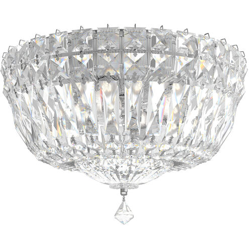 Petit Crystal Deluxe 4 Light Polished Silver Flush Mount Ceiling Light in Optic