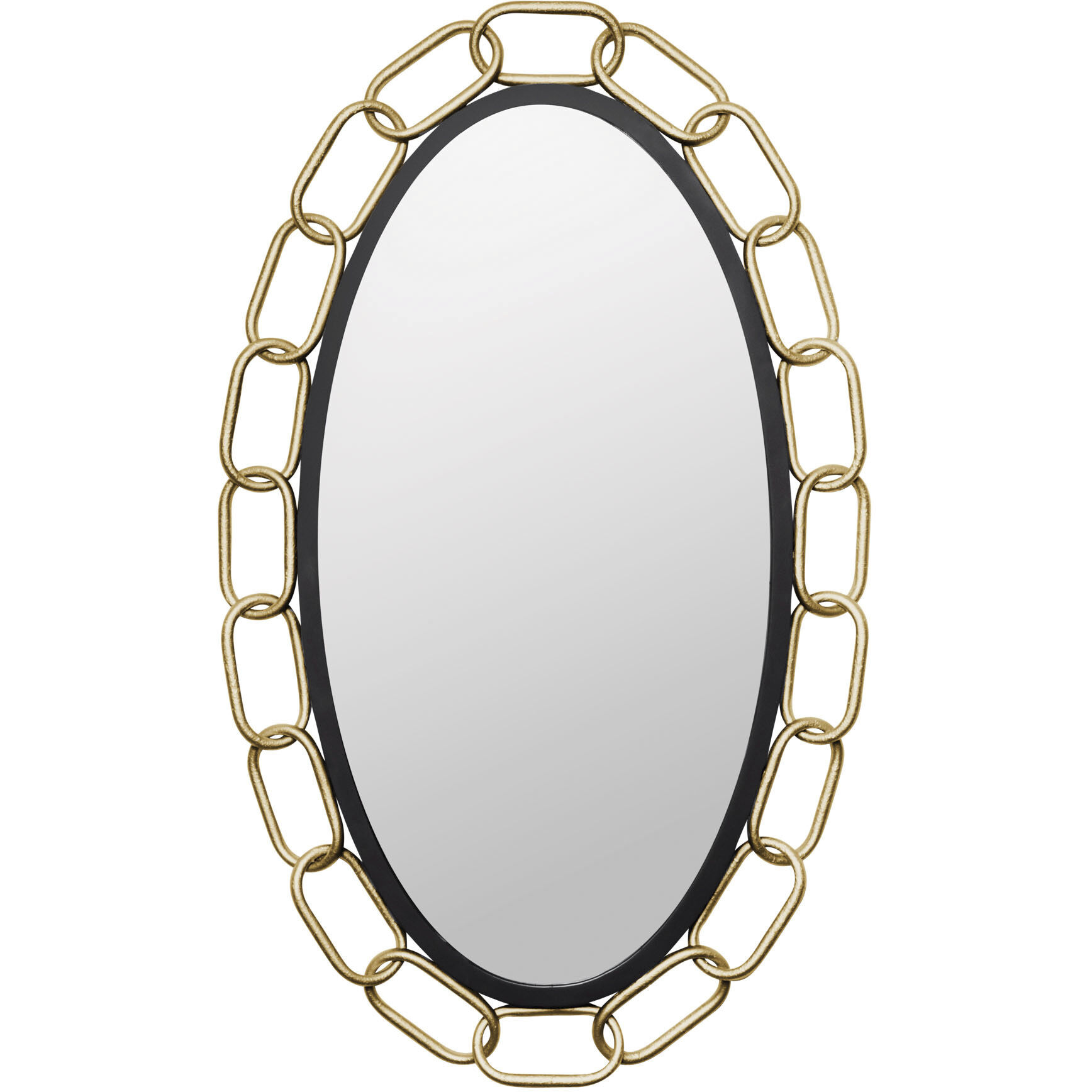 Chains of Love 40 X 24 inch Matte Black and Textured Gold Wall Mirror