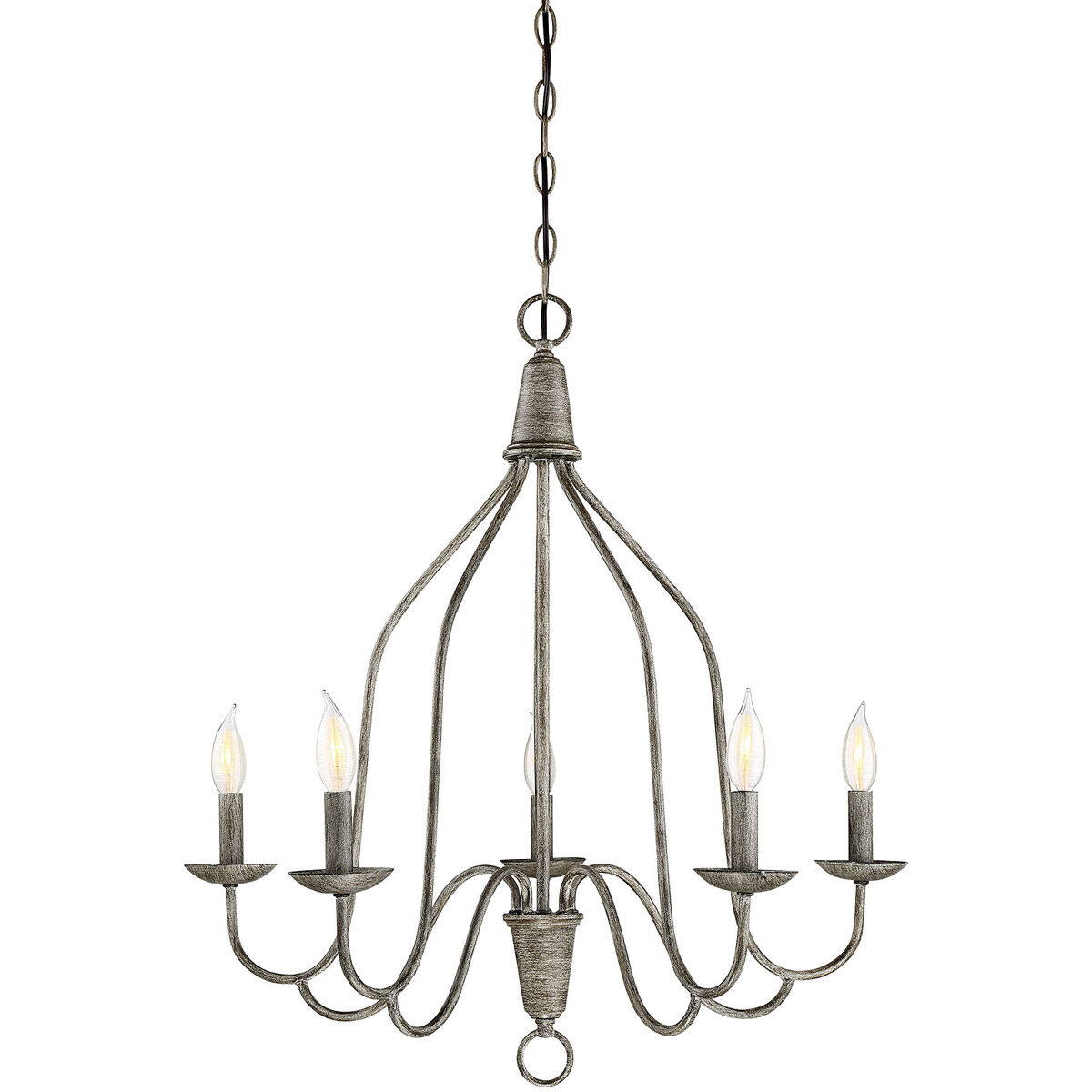 Traditional 5 Light 27 inch Distressed Wood Chandelier Ceiling Light