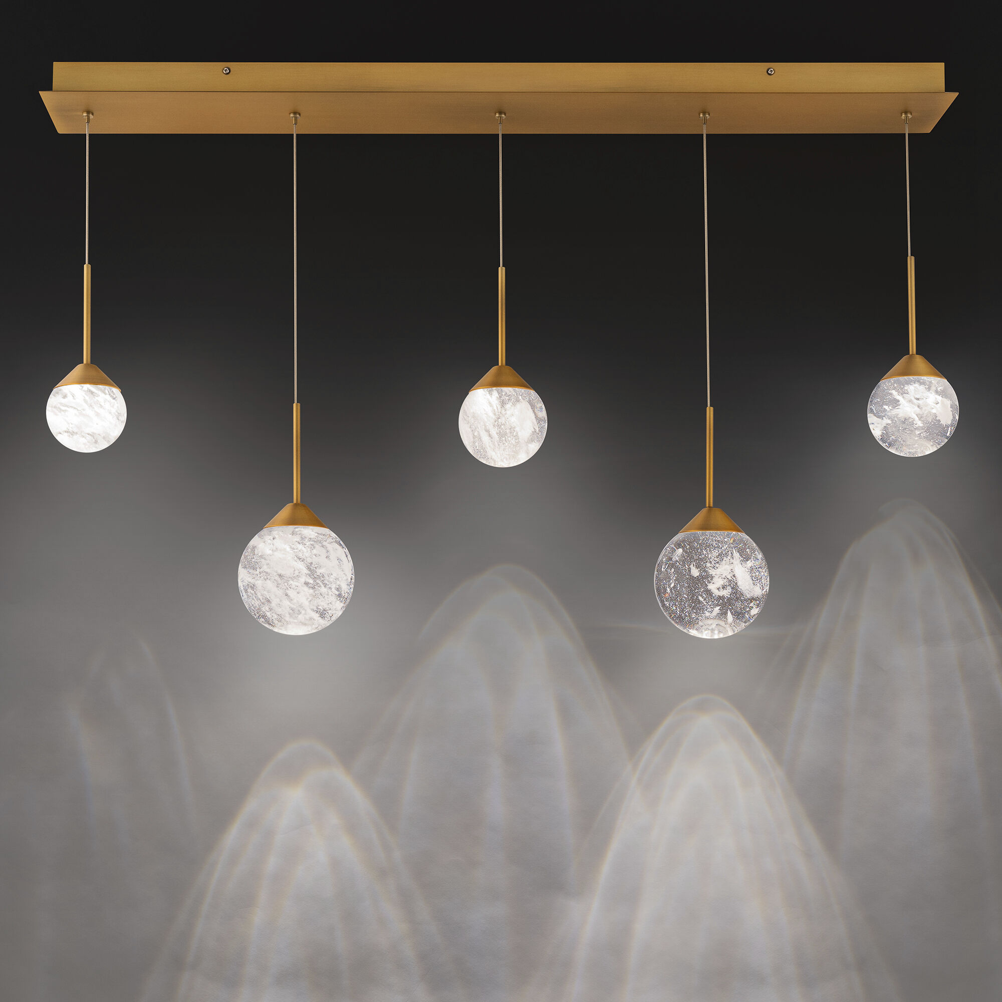 Beyond Quest LED 5.5 inch Aged Brass Multi-Light Pendant Ceiling Light, Linear Canopy