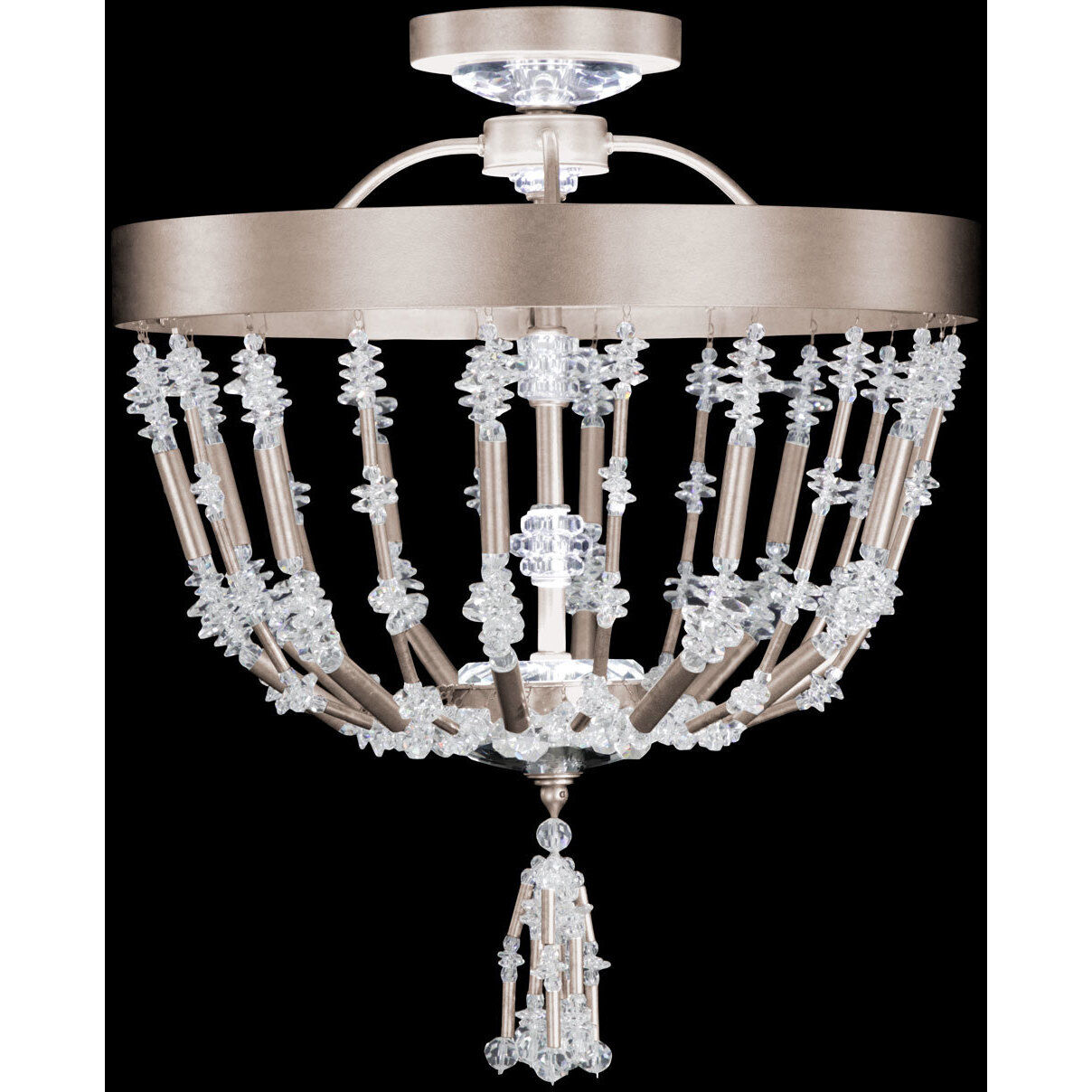 Bali LED 16 inch Antique Silver Semi-Flush Mount Ceiling Light, Schonbek Signature