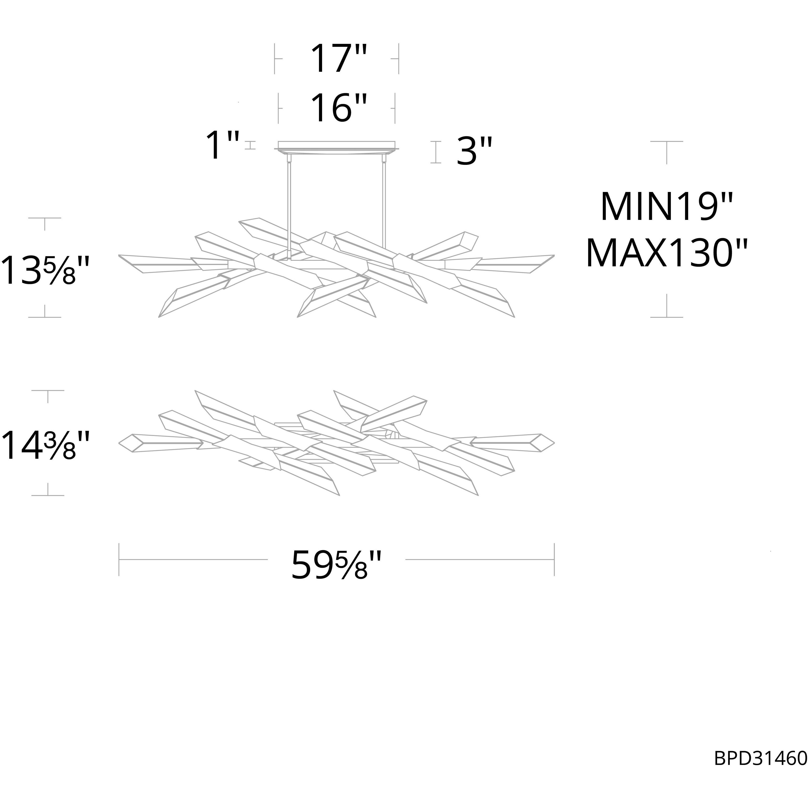 Beyond Solitude LED 59.6 inch Antique Nickel Linear Pendant Ceiling Light
