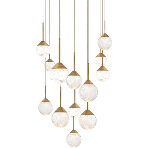 Beyond Quest LED 20 inch Aged Brass Multi-Light Pendant Ceiling Light, Square Canopy