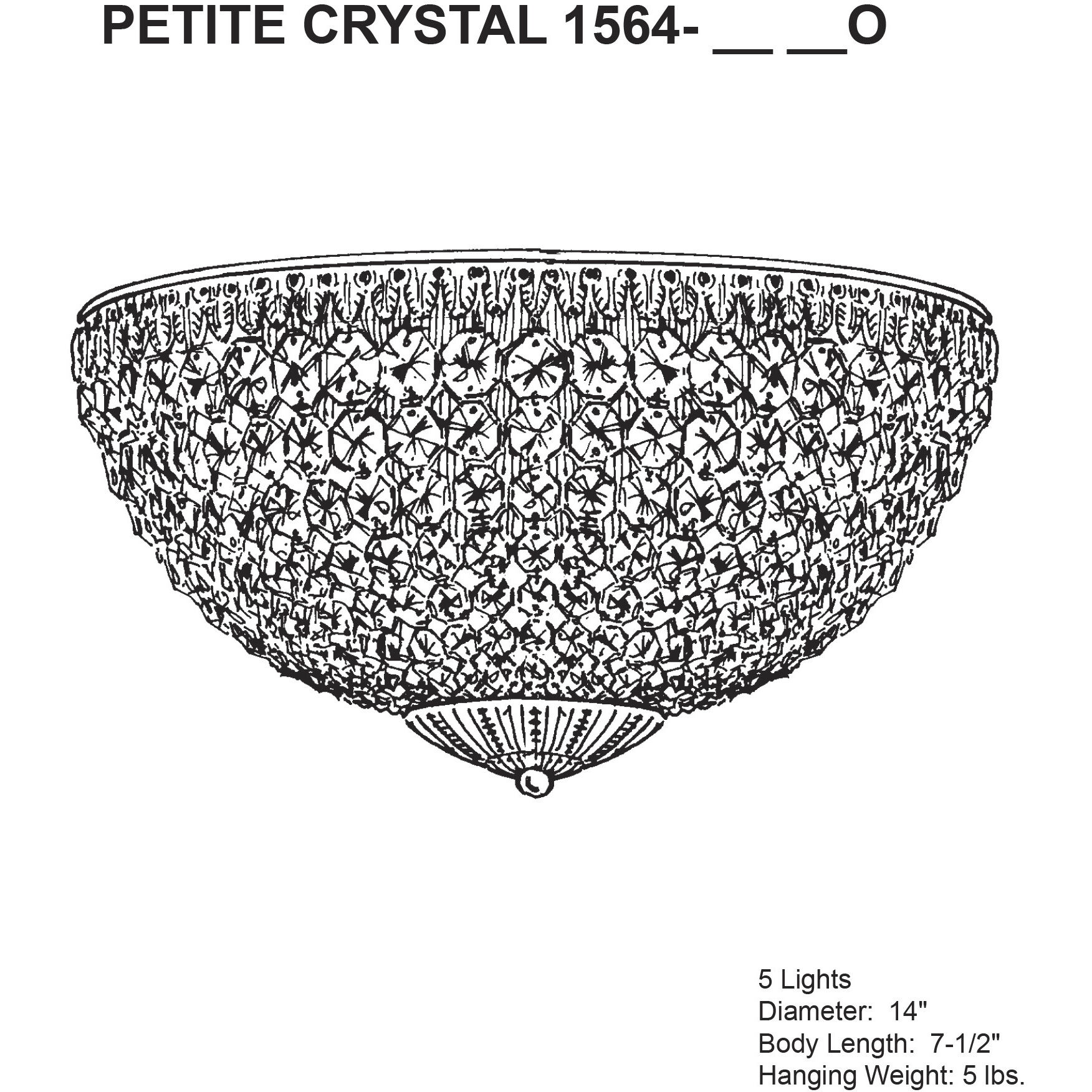 Petit Crystal 5 Light 14 inch Polished Silver Flush Mount Ceiling Light in Spectra