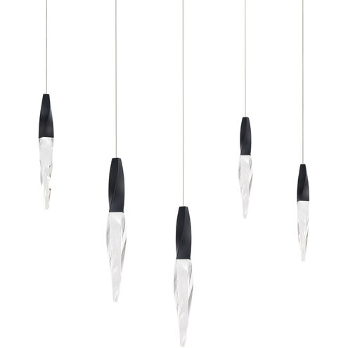 Beyond Kindjal LED 5.5 inch Black Multi-Light Pendant Ceiling Light, Linear Canopy