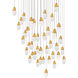 Beyond Martini LED 36 inch Aged Brass Multi-Light Pendant Ceiling Light in Optic Haze, Square Canopy