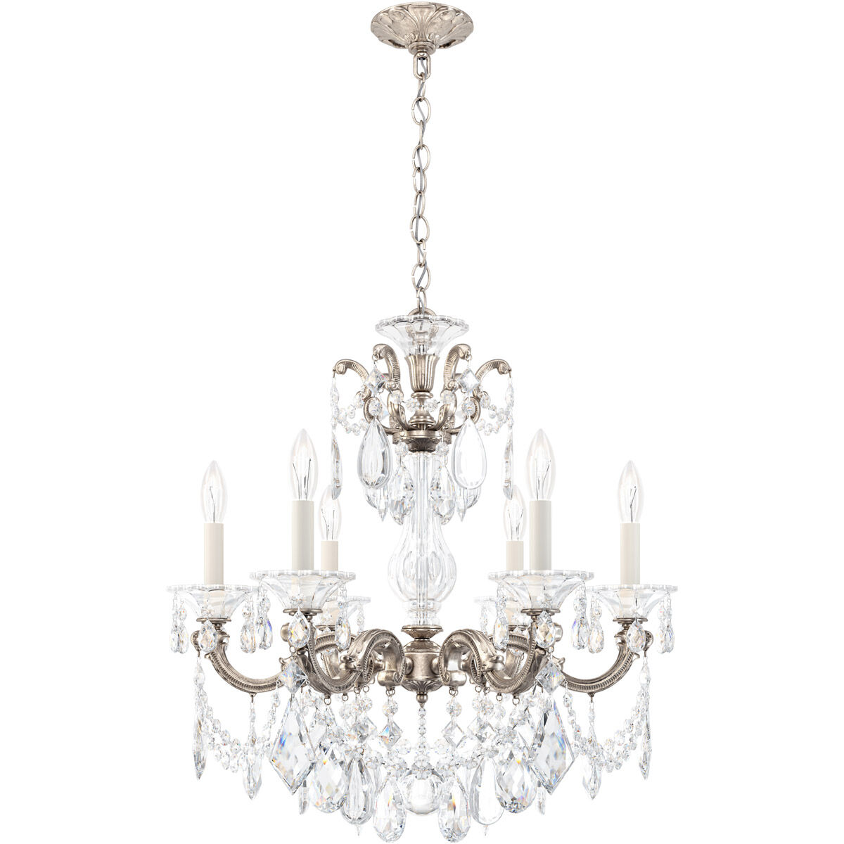 La Scala 6 Light 23 inch Antique Silver Chandelier Ceiling Light in Antique Silver Cast