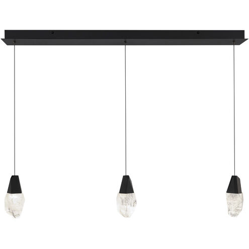 Beyond Martini LED 5.5 inch Black Multi-Light Pendant Ceiling Light in Optic Haze, Linear Canopy