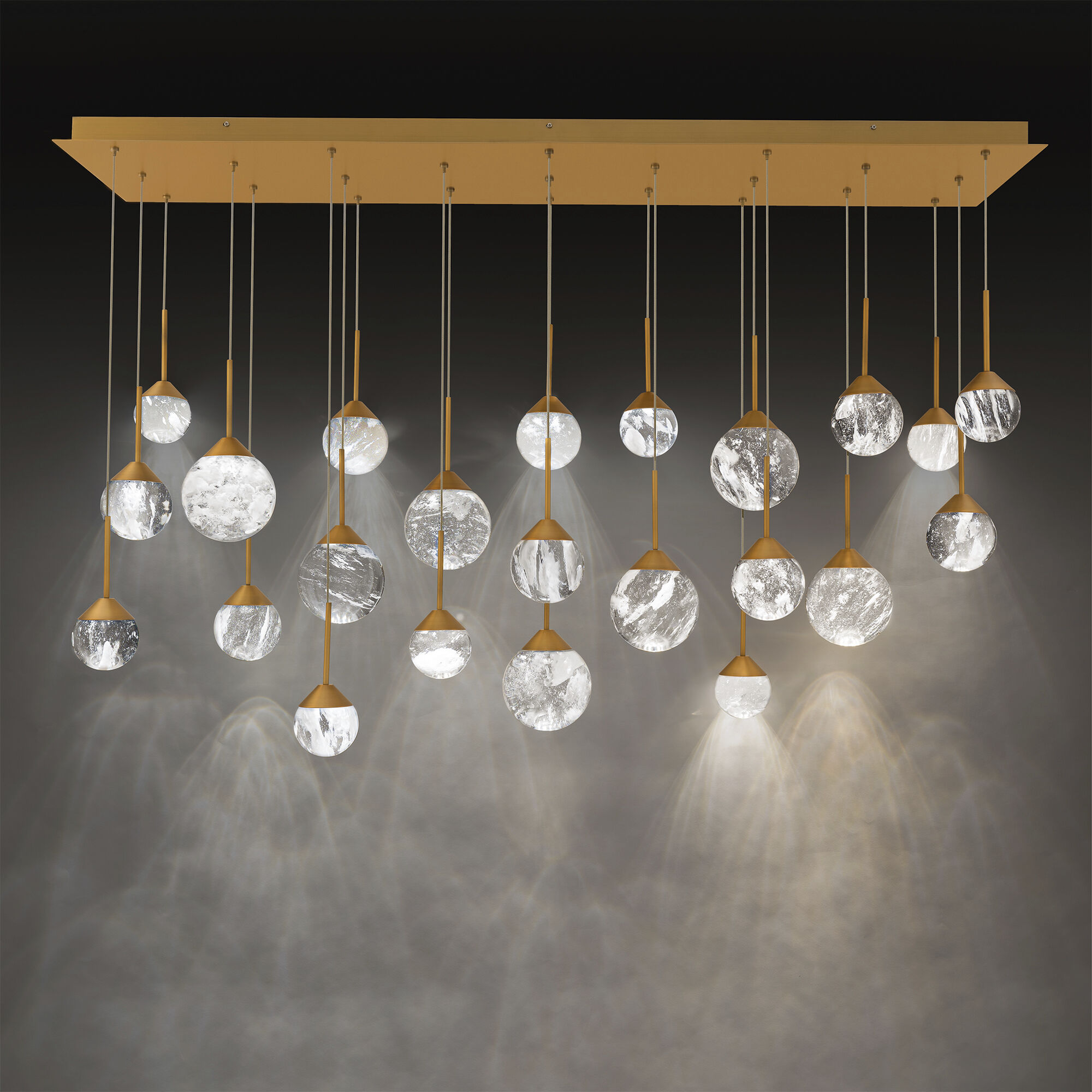 Beyond Quest LED 12 inch Aged Brass Multi-Light Pendant Ceiling Light, Linear Canopy