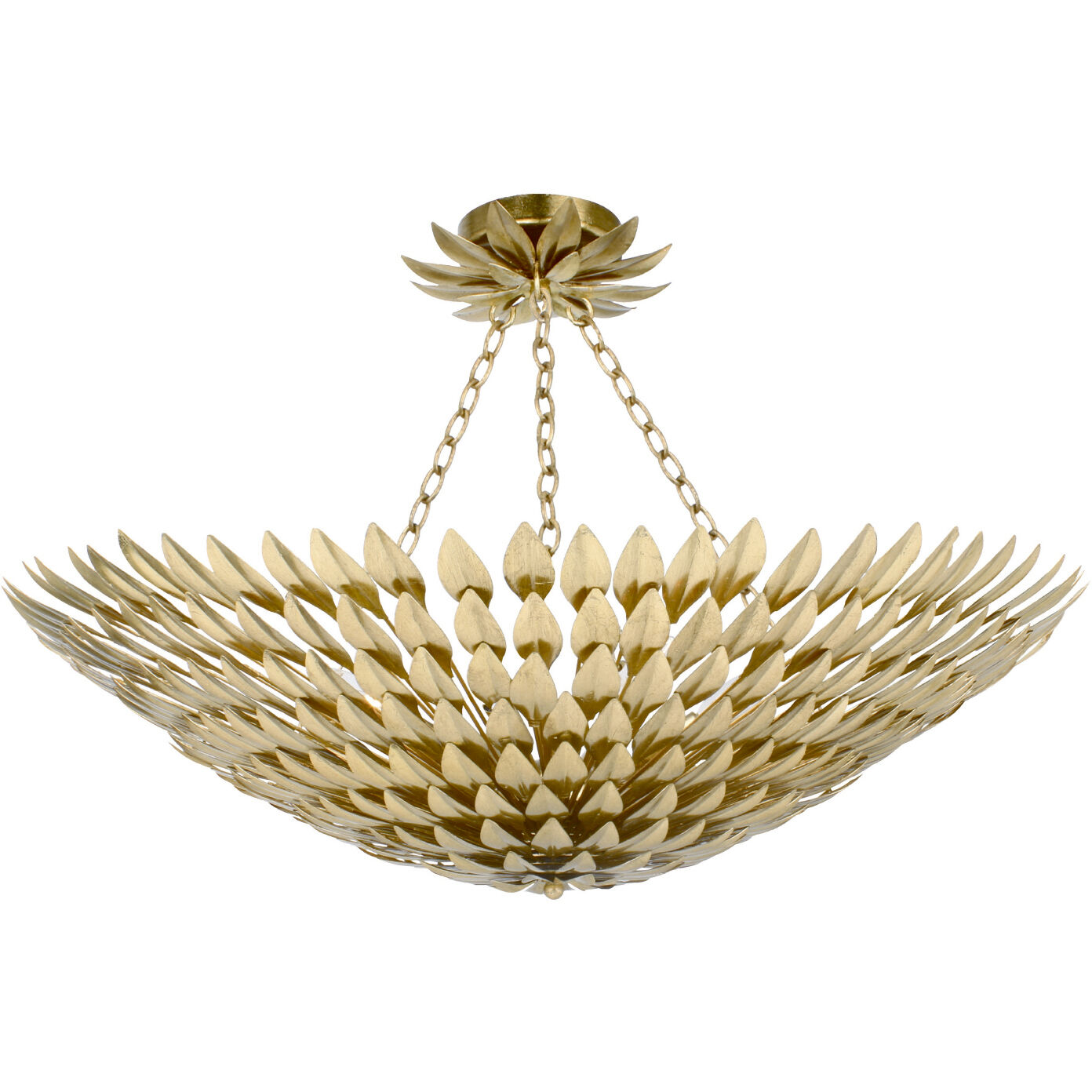 Broche 8 Light 30 inch Antique Gold Semi Flush Ceiling Light