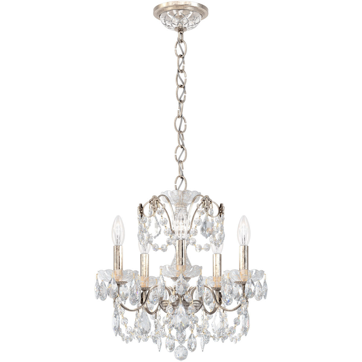 Century 5 Light 17 inch Antique Silver Chandelier Ceiling Light