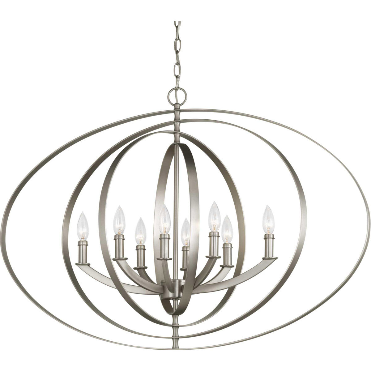 Buster 8 Light 14.25 inch Burnished Silver Foyer Pendant Ceiling Light