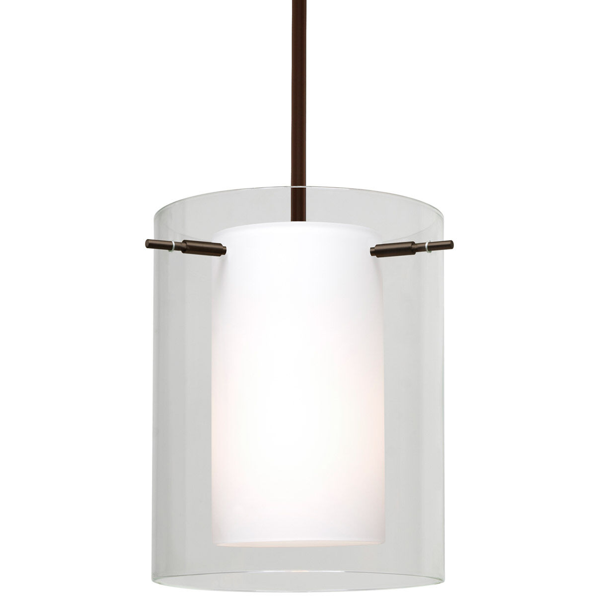 Pahu 8 1 Light Bronze Stem Pendant Ceiling Light in Incandescent, Transparent Clear with Opal Glass