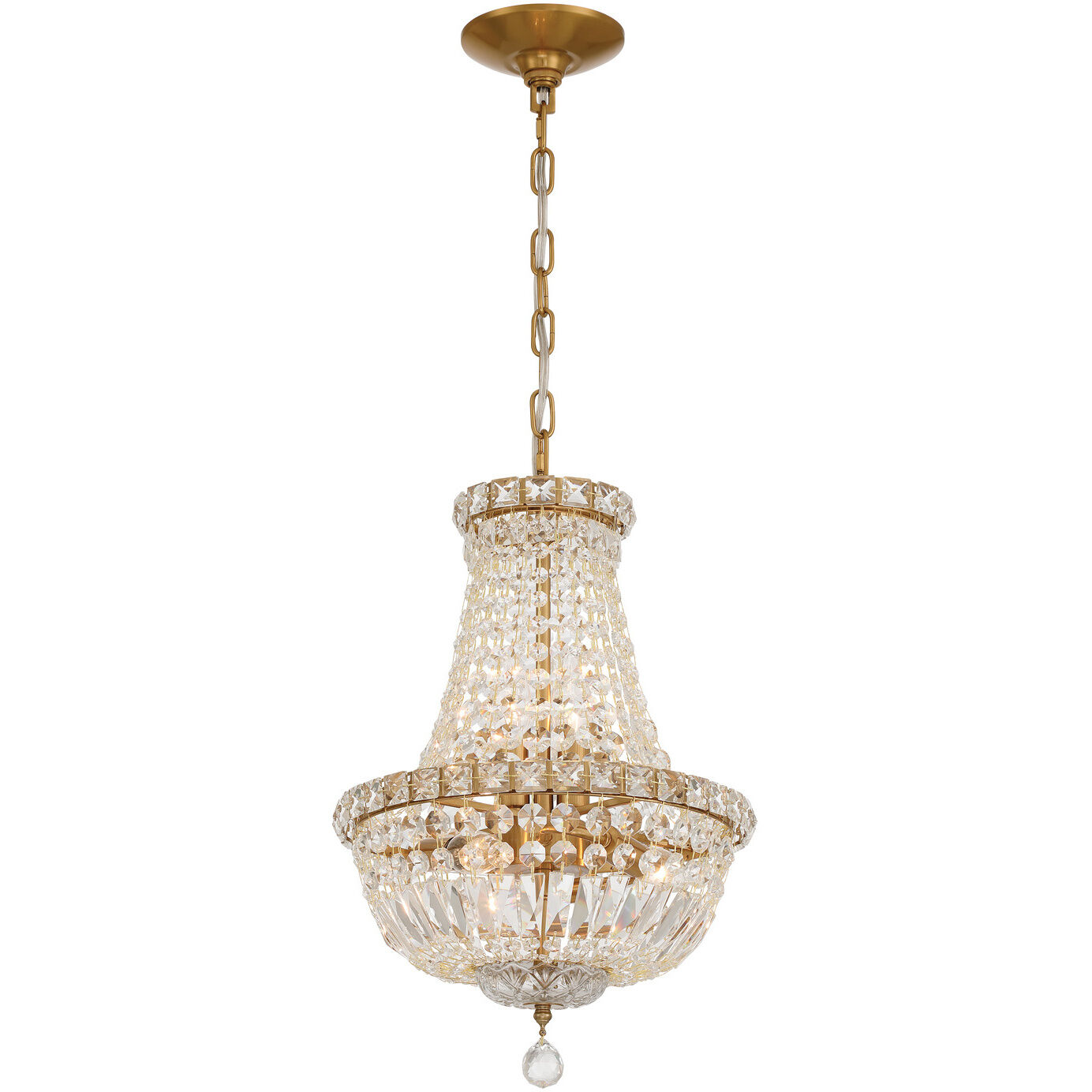 Roslyn 5 Light 12 inch Aged Brass Mini Chandelier Ceiling Light