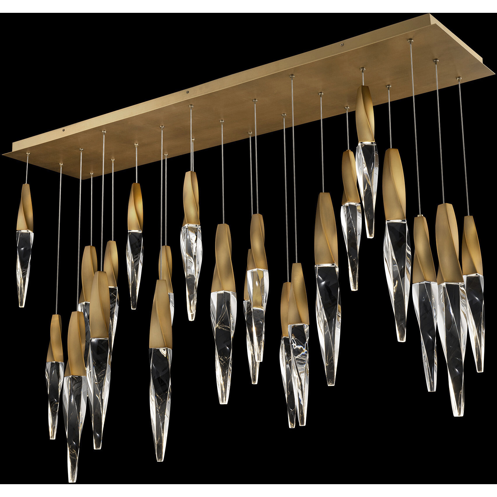 Beyond Kindjal LED 12 inch Aged Brass Multi-Light Pendant Ceiling Light, Linear Canopy