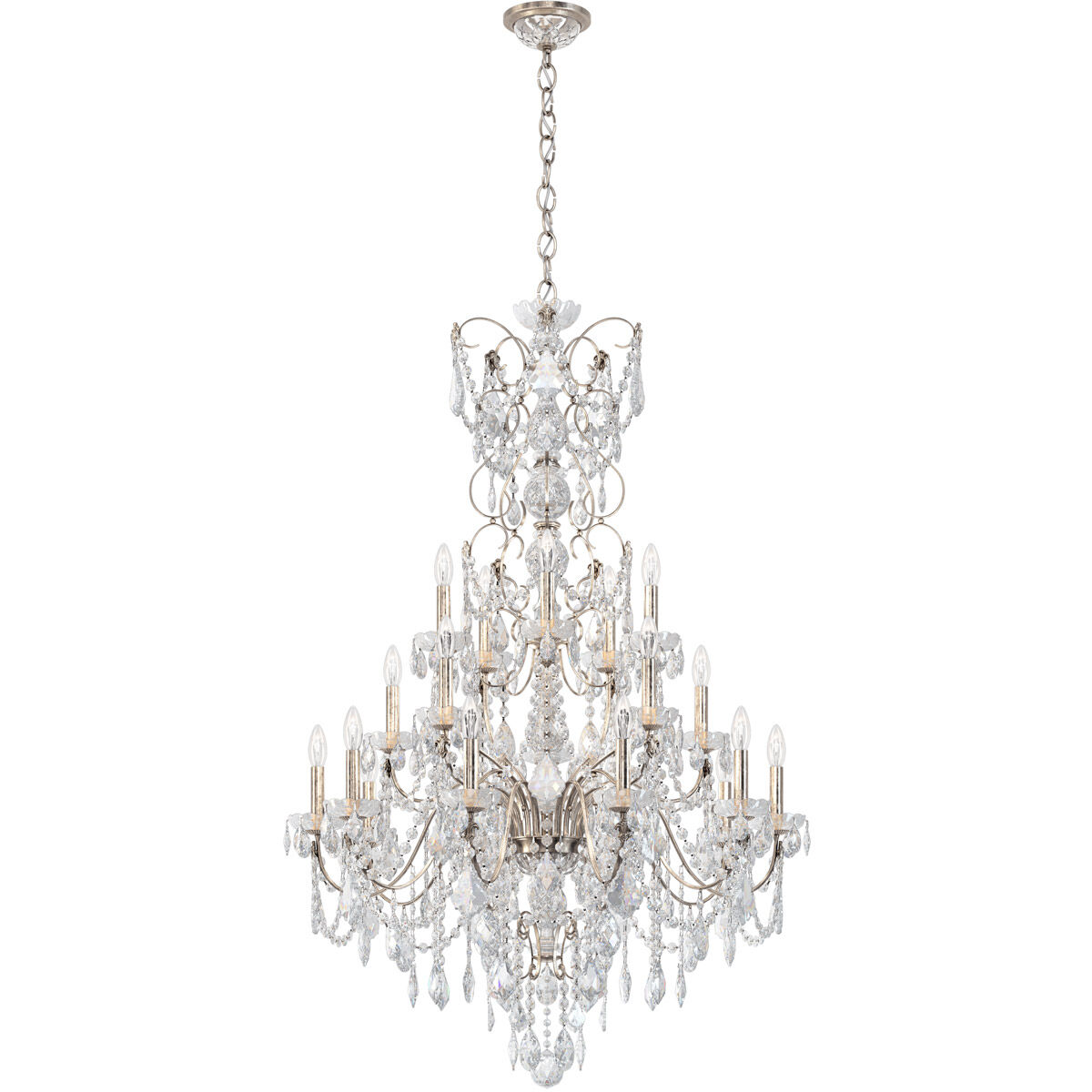 Century 20 Light 37 inch Antique Silver Chandelier Ceiling Light