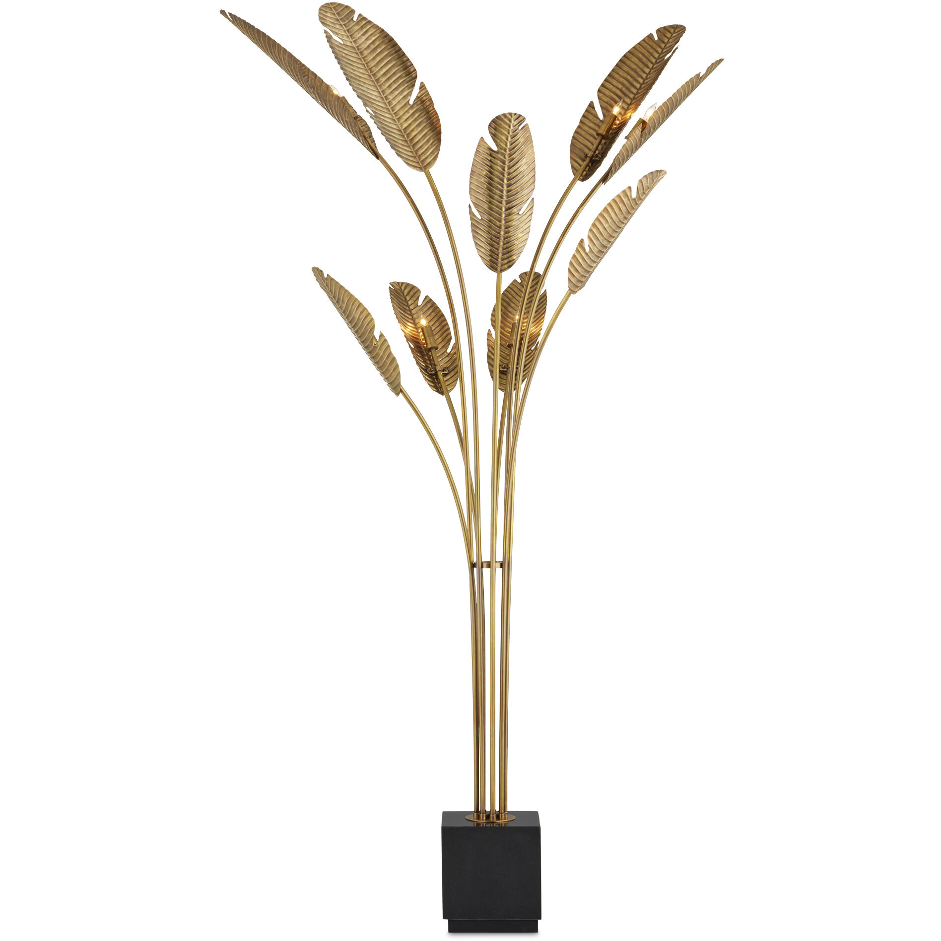 Tropical 87.25 inch 40 watt Vintage Brass/Black Floor Lamp Portable Light, Grande